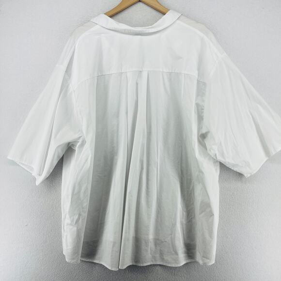 JESSICA LONDON Top 32 3X Plus Popover Tunic Poplin Relaxed Stretch Cotton White - Picture 2 of 14